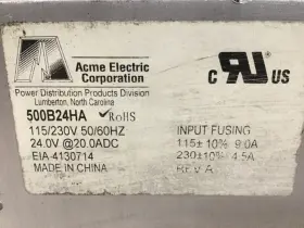 500b24ha Acme Electric Power Supply Used #144228 #2