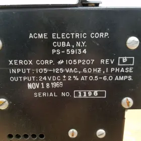 105-125v Acme Electric Ps-59134 Power Supply Input 24vdc Output - Used #3
