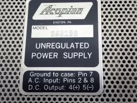24u100 Acopian Unregulated Power Supply 7 Pin A.c 2&8 D.c Output 4 5 #3