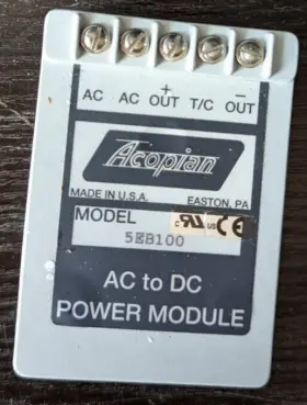 5eb100 Acopian Enclosed Ac Dc Converters 1 Output 5v 105 125 Vac Input #2