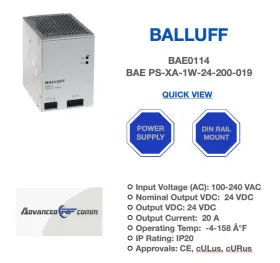 Ps-xa-1w-24-200-019 Balluff Bae0114 Power Model Supply Bae Open Box