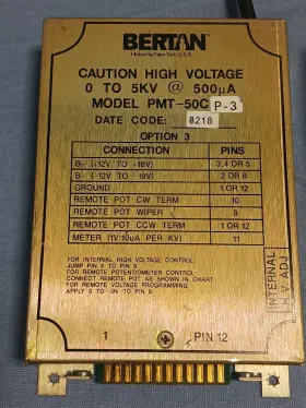 Pmt50cp3 Bertan Lot Of 2 High Voltage Option 3 To 5 Kv Power Supply Pmt-50c P-3 #3