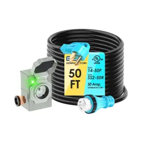 14-50p Circleriver Gecb50 50 Amp Feet Generator Cord And Power Inlet Box Combo Kit Nema Male