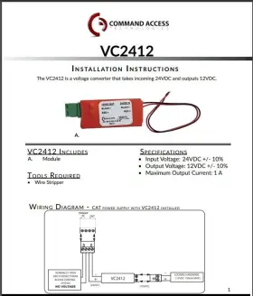 Vc2412 Command Access Technologies Mortise Lock Voltage Converter 24vdc In To 12vdc Out For Locking Device #2