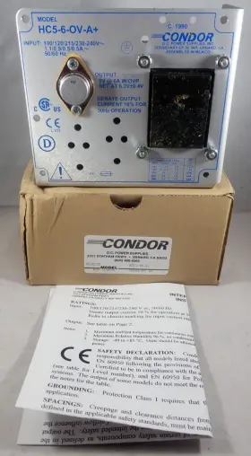 Hc5-6-0v-a Condor New Unused Dc Power Supply 5v 6a With Ovp 50/60 Hz