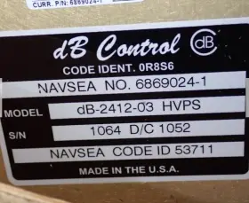 Db-2412-03 Db Control Hvps Power Supply