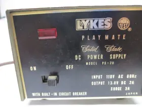 Ps-20 Dc Lykes Model Playmate Solid State Power Supply 13.8 Vdc 2 Amps Surge 3