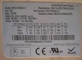 Dps-750ab-6a Delta Electronic Inc. 161126376524 Switching Power Supply