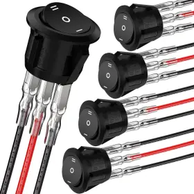 10541 Diyhz 5 Pcs Round Rocker Switch Ac 6a/250v 8a/125v 3 Solder Lug Spdt On-off-on Pi