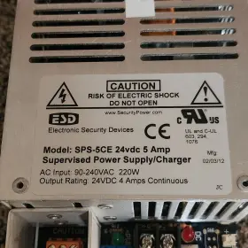 Sps-5ce Electronic Security Devices Esd Model 24vdc 5a Supervised Power Supply #2