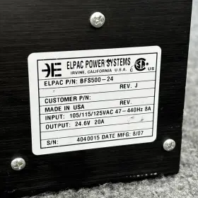 Bfs500-24 Elpac Power Systems Unregulated Supply 24.6v 20a 105/115/125v Used #2