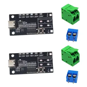 Asds-zh354 Euogeudel 2pcs Usb-c Pd3.0/3.1 Qc Trigger Module Female Input 5v 9v 12v 15v 20v Black
