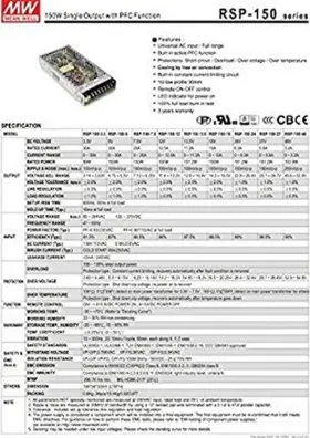 Rsp-150-12 Eversale Meanwell 100v-240vac Input 12vdc Output 150watts #2
