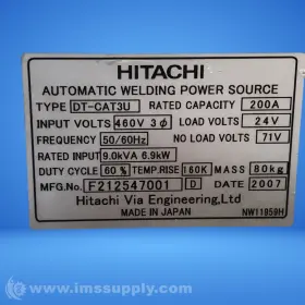 F212547001 Hitachi Dt-cat3u3 Automatic Welding Power Source Usip #3