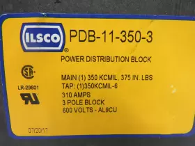 Pdb-11-350-3 Ilsco Power Distribution Block 310a 600v 3p 375in-lbs Used #2
