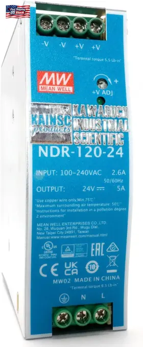 Ndr-120-24 Kainsc Products Kawaguch Industrial Scientific 445018882829 Mean Well Ac/dc 24v 5a 120w Din Rail Power Supply Single O