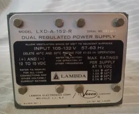 Lxd-a-152-r Lambda Model /- 12 To 15 Vdc Dual Regulated Power Supply Working