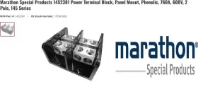 1452301 Marathon Special Products Power Terminal Block 2 Pole 600v 760a