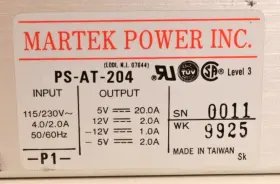 Ps-at-204 Martek Power Inc. Dc Supply /-5v /-12v 115/230vac 50/60hz #3