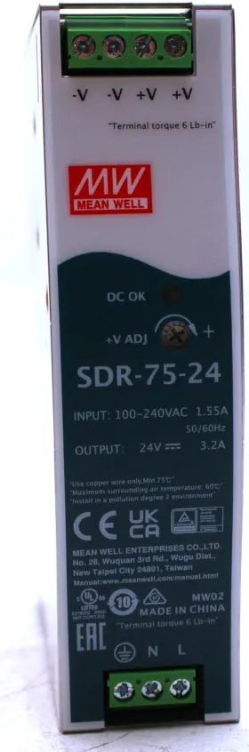 Sdr-75-24 Mean Well 650311543934 Single Output Industrial Power Supply 75w 24v Din Rail