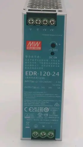 Edr-120-24 Mean Well Single Output Din Rail Power Supply 24 Volts 5 Amps 120 Wat