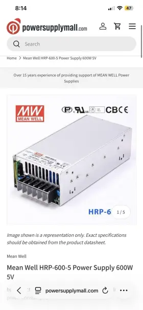 Hrp-600-5 Mean Well Hrp6005 Power Supply 3 Available New
