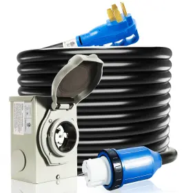 Ed-502p Mulmart 50 Amp Generator Cord And Power Inlet Box 20ft Cords 125v/2