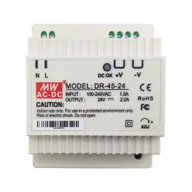 Dr-45-24v Mw New 2a Industrial Din Rail Power Supply 45wat Output 24v Usa Stock