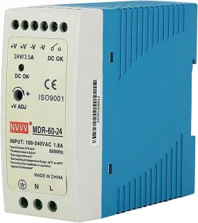 Mdr-60-24 Nvvv Ac To Dc Din-rail Power Supply 24v 2.5 Amp 60w