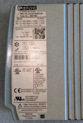 Trio-ps-2g Phoenix Contact Trio-ps-2g/3ac/24dc/20 Power Supply 400-500vac In 24v 20a Out #3