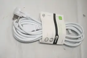 6100359 Radioshack Power Cord 12-foot Right-angle Plug Grounded 18 Gauge 125v / 10a - White