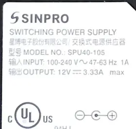 Spu40-105 Sinpro - 12v 3.33a Dc Switching Power Supply Tested #3