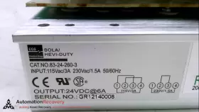 83-24-260-3 Sola Power Supply 120/240 Vac/dc Input 24vdc 6amp Se #223695 #3