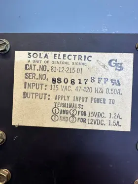 81-12-215-01 Sola Electric Power Supply 115vac 47-420hz 0.50a Free Shipping #2
