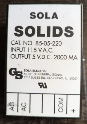 85-05-220 Sola Solids Power Supply 115vac
