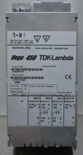 V402w1w Tdk-lambda Vega 450 Power Supply 3.3v/20a 24v/6a 12v/10a 15v/10a