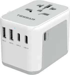 633fv  Tessan Usb A Ports Travel Worldwide Plug Adaptor Outlet Wall Charger For Europe Uk Eu