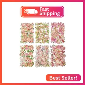 Gd025 Tiamech Pink Garden Pet Stickers - 180 Pcs Cherry Lilac Peony And Tulip Rose Wildf