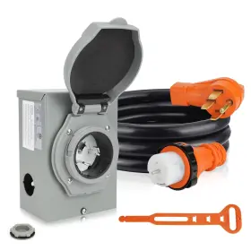 Ed-501r Tiphope 50amp Generator Cord 10ft And Power Inlet Box 125/250v Heavy Duty Nem