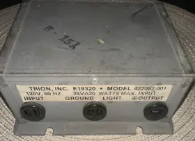 422087-001 Trion Inc. Model High Voltage Transformer E19320. 120v 60 Hz 35v A20