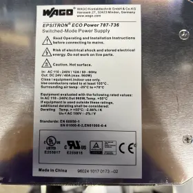 787-736 Wago Epistron Eco Power787-736 Switched Mode Power Supply. Din Rail Mount