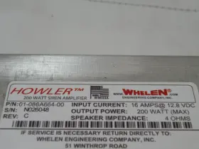 01-086a664-00 Whelan Howler 200w 16a 12.8vdc Amplifier Strobe Power Supply #3