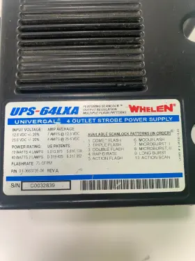 01-0663739-00 Whelen Ups-64lxa Universal 4 Outlet Strobe Power Supply P/n #2