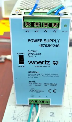 45702k Woertz 45702k/24s Single Phase Din Rail Power Supply 24 Vdc/5.0a Out /110-240 Vac In 50/60hz Z3b9