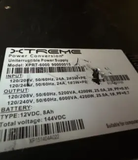 Xprt-6000 Xtreme Apc Sola Emerson 90000015 Unuterruptible Power Supply 120/208vac 9 Ah 6000va #3