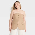 Universal Thread Women Straple Button-down Top Univeral Tan Size. Fixed Price $16.25.