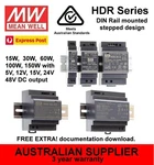 Meanwell Hdr Power Supply Din Rail 15W 30W 60W 100W 150W 12V 15V 24V 48V Dc. Fixed Price $86.37.