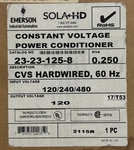 Emerson Sola Hd 23-23-125-8 Voltage Regulator New In Box. Fixed Price $499.95.