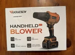 Yuquesen 21V Handheld Leaf Blower Dual Batteries Turbofan Orange W/ Accessories. Fixed Price $40.00.