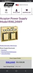 Power Suppy Acopian RWL24H11 Ak Supply Module- Lightly Used. Fixed Price $300.00.